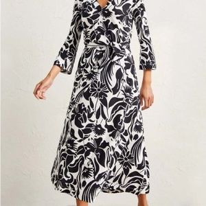 ❤️ black and white boden kaftan midi dress with belt, sz 8. NWT ❤️